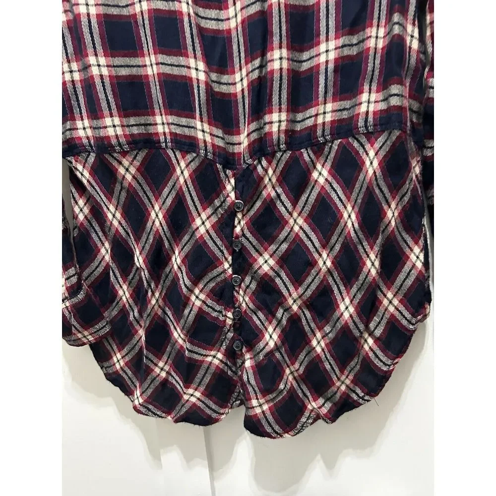 Lucky Brand Shirt Womens Medium Bungalow Plaid Soft Long Sleeve Button Slit Back - Picture 3 of 8